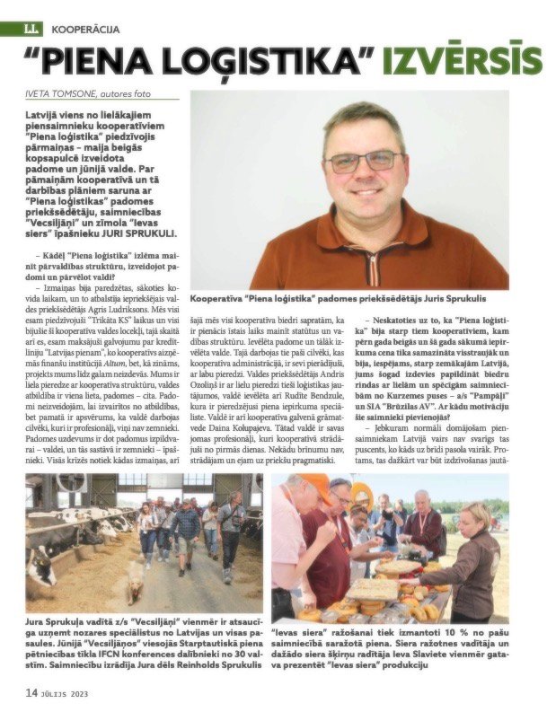 PIENA LOĢISTIKA, Latvijas lopkopis jūlija numura raksts