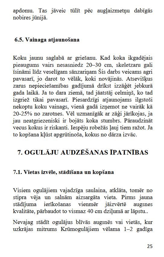 Augļu dārzu ierīkošana, kopšana un augļu un ogu ražas pirmapstrāde bioloģiskajā lauksaimniecībā
