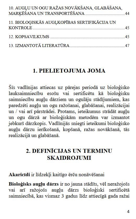 Augļu dārzu ierīkošana, kopšana un augļu un ogu ražas pirmapstrāde bioloģiskajā lauksaimniecībā