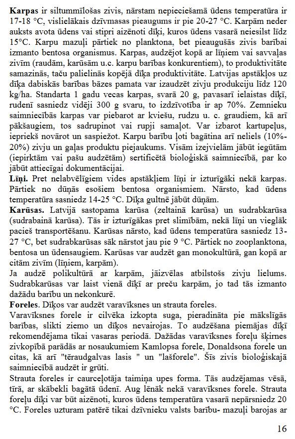 Dīķsaimniecības ierīkošana un zivju audzēšana bioloģiskajā lauksaimniecībā