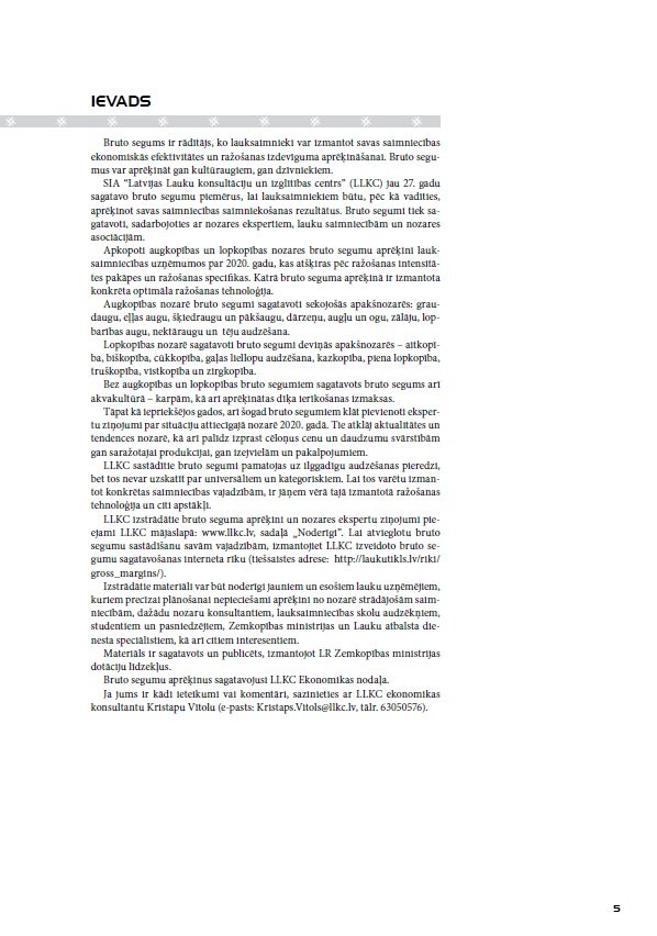 Lauksaimniecības bruto segumu aprēķini par 2020.gadu (IZDOTS)
