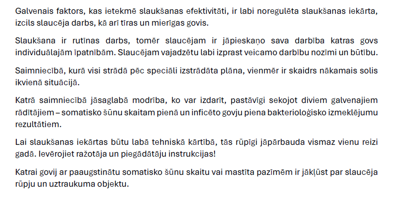 Slaukšanas rutīna un piena kvalitāte (DIGITĀLS)