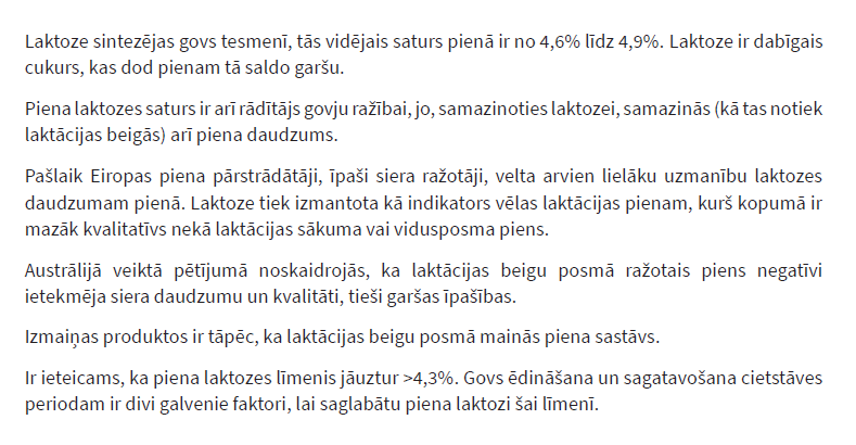 Laktoze pienā – zināmais un nezināmais