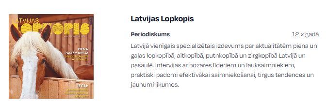 Abonē Latvijas Pastā “Latvijas Lopkopis”, 2026