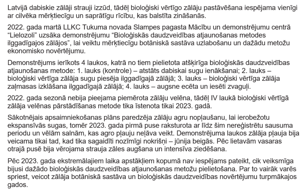 Bioloģiskās daudzveidības atjaunošana zālājos