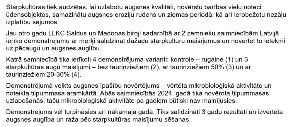 Dažādu starpkultūru maisījumu salīdzinājums 2024