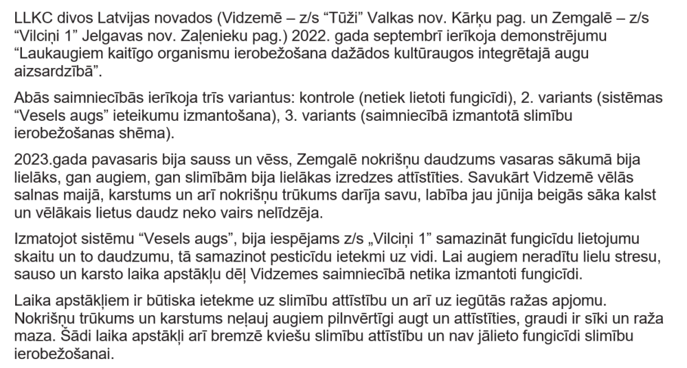 Slimību ierobežošana, izmantojot programmu “Vesels augs”